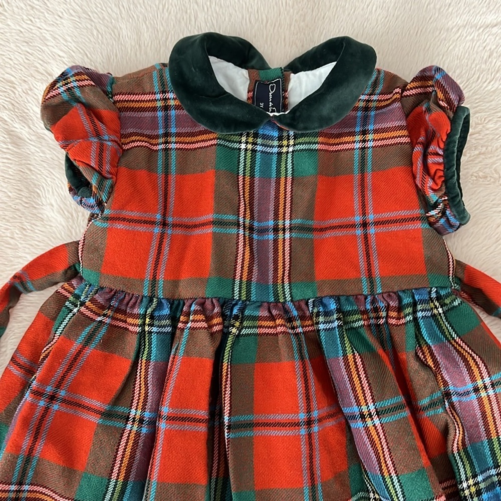 Oscar de la Renta Red and Green Plaid Girls' Holiday Dress - Picture 7 of 12